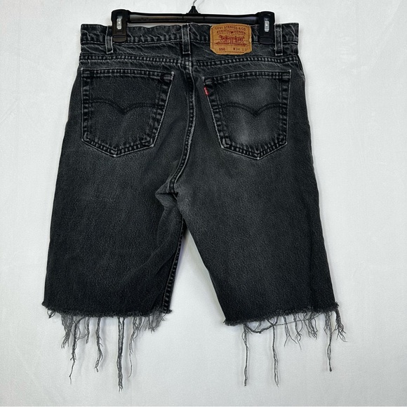 Levi’s 550 Jean Shorts Distressed Y2K Denim Casual Summer Cut Off Black - Picture 9 of 11